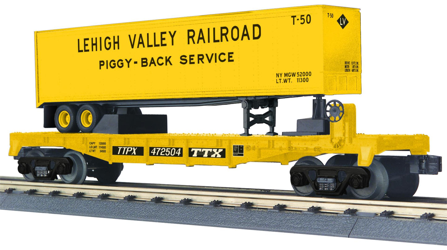 * Pre-Order * ETA September 2026 MTH O Gauge RailKing # 30-76960 TTX Flat Car w/40’ Trailer