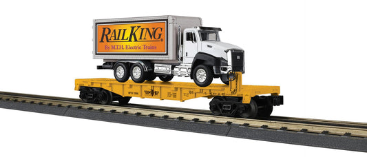( ETA JUNE 2026 ) MTH RailKing O Gauge MTH Electric Trains # 1996 Flat Car with Box Truck
