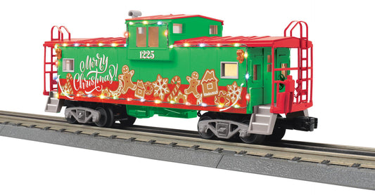 MTH RailKing O Gauge # 30-77412 Christmas Extended Vision Caboose with LED Lights