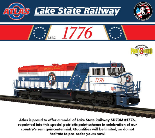 Pre Order ( ETA End of 2026 ) Atlas O Premier # 30138746 SD70M LOCOMOTIVE LAKE STATE RAILWAY "USA 250TH ANNIVERSARY" (RED/WHITE/BLUE) - 3RL