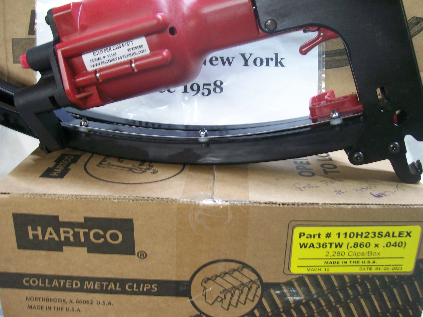 Encore Hartco Eclipser Red # 2000-6187T Clinch Clip Tool with ( WA36TW ) # 110H23-SALEX ALUMINUM CLIPS