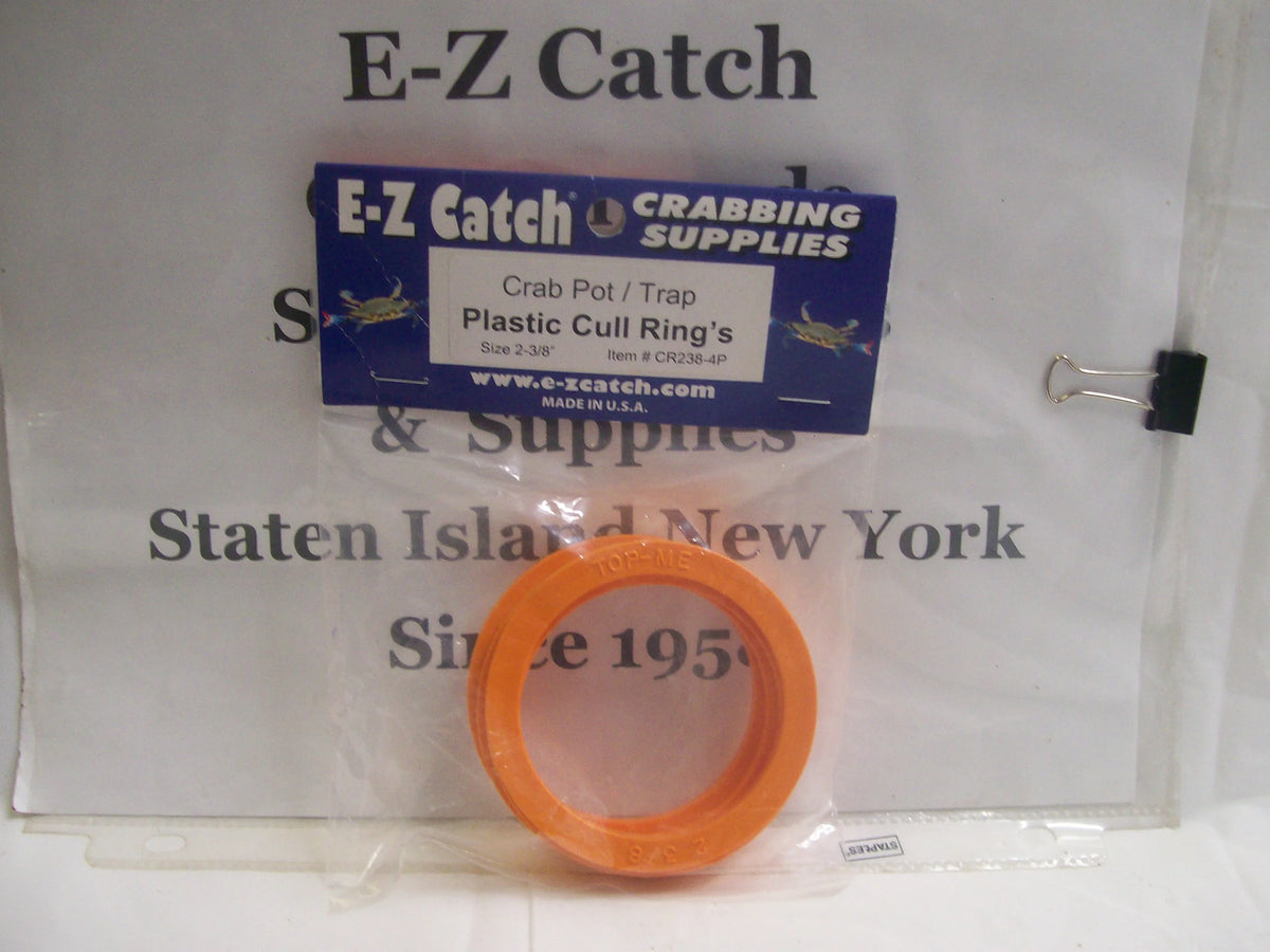 4-Pack Orange Crab Pot Cull Rings - Size 2-3/8", Cornered Type By E-Z Catch