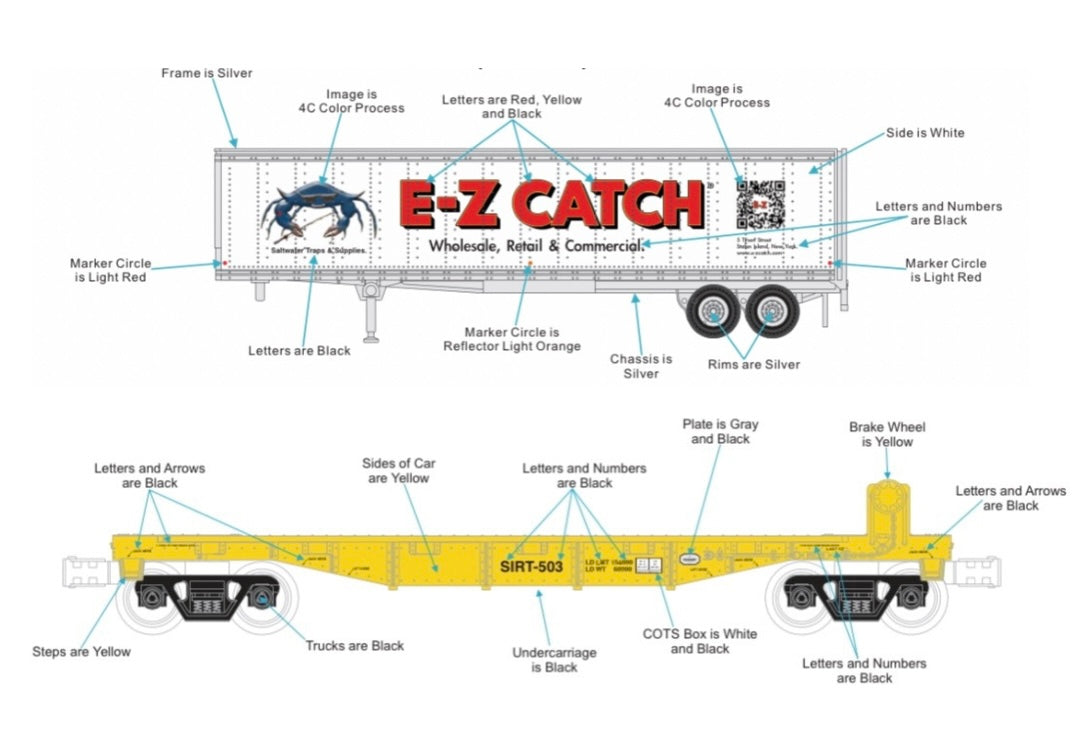 *PRE-ORDER* E-Z Catch Custom MTH # 30-76985 SIRT O Gauge Flat Car # 503 w/ E-Z CATCH Trailer (ETA Late 2026)
