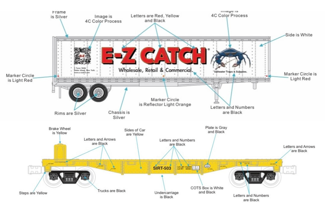 *PRE-ORDER* E-Z Catch Custom MTH # 30-76986 SIRT O Gauge Flat Car # 504 w/ E-Z CATCH Trailer  (ETA Late 2026)
