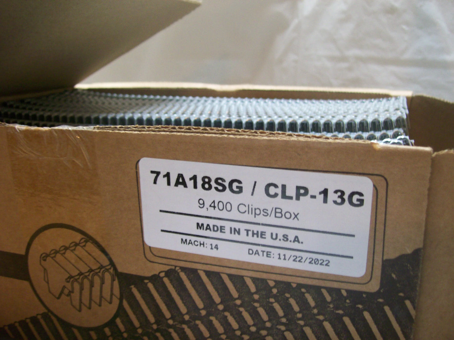 Encore Hartco # E-Clip 71A18SG ( 13-G ) Galvanized box of 9400 clips