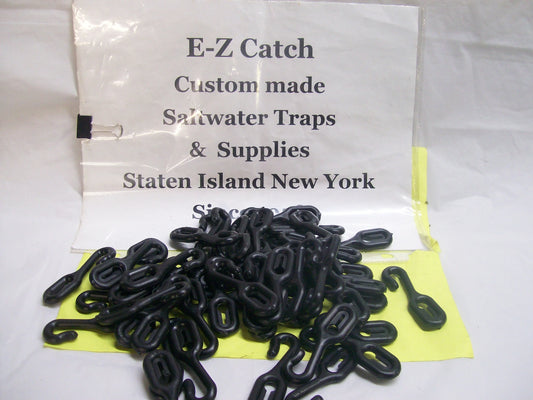 E-Z Catch 50 Count Black Plastic Crab Pot & Trap Hooks  Fit's 3/16 & 1/4" Bungee