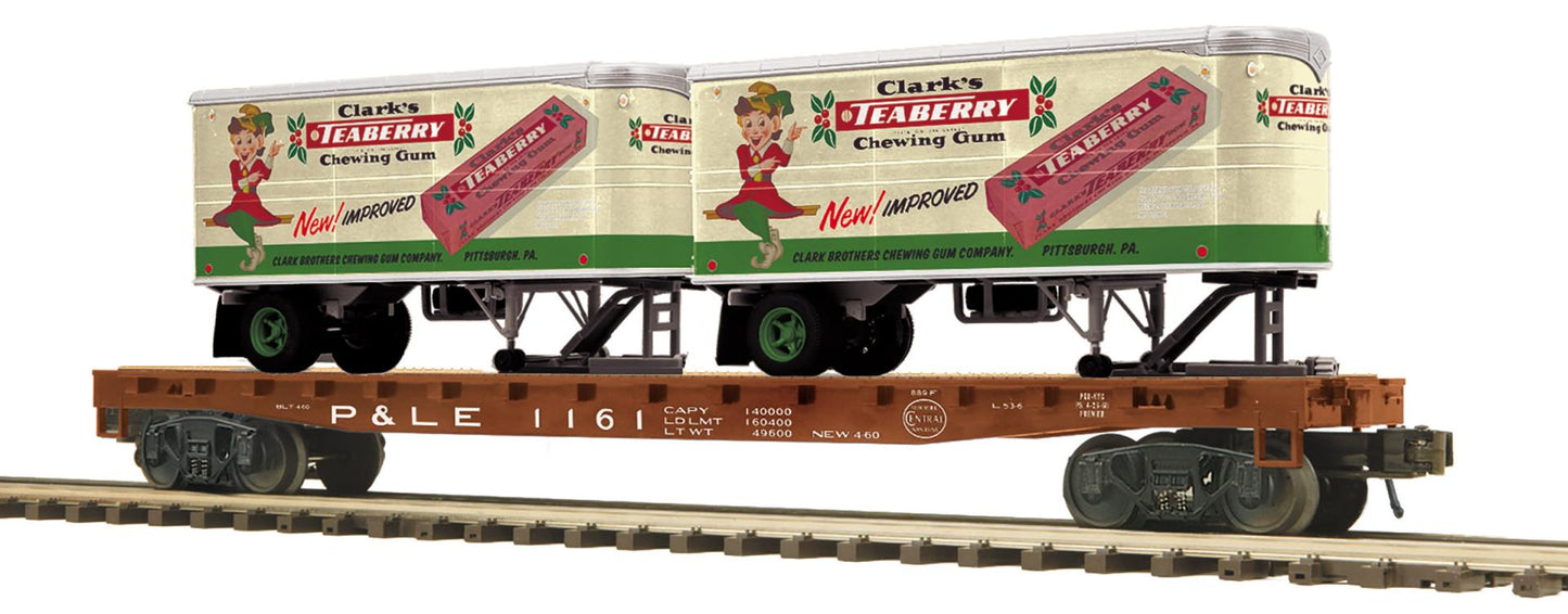 *PRE-ORDER* MTH O Scale Premier # 20-95910 Pittsburgh & Lake Erie Flat Car w/ Two Pup Trailers Choose Car # 1161 or 1174