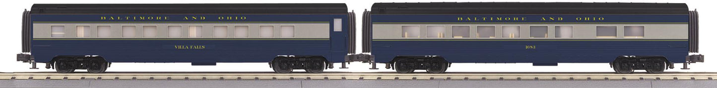 *PRE-ORDER* MTH RailKing # 30-68334 O Gauge Baltimore & Ohio 2-Car 60’ Streamlined Sleeper/Diner (ETA 2027)