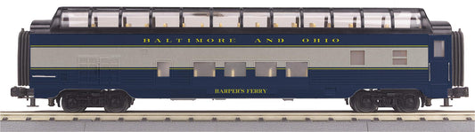 *PRE-ORDER* MTH RailKing # 30-68336 Baltimore & Ohio 60’ Streamlined Full-Length Vista Dome Car Harper's Ferry O Gauge (ETA 2027)