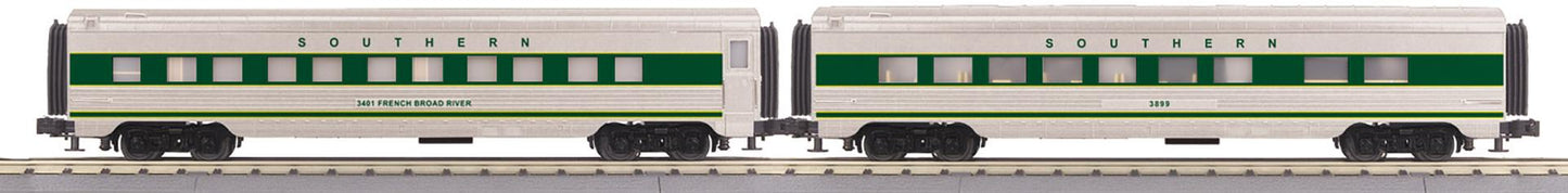 *PRE-ORDER* MTH RailKing # 30-68342 Southern 2-Car 60’ Streamlined Sleeper/Diner O Gauge (ETA 2027)