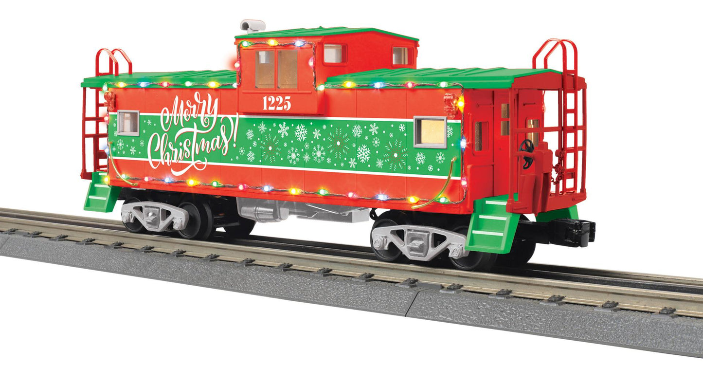 *PRE-ORDER* MTH RailKing # 30-77438 O Gauge Rugged Rails Christmas Extended Vision Caboose with LED Lights Car # 1225 (ETA Nov 2026)
