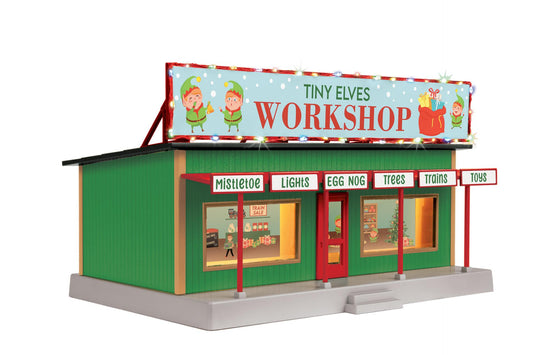 *PRE-ORDER* MTH RailKing # 30-90759 O Scale Tiny Elves Workshop Road Side Stand w/Operating Christmas Lights (ETA Nov 2026)