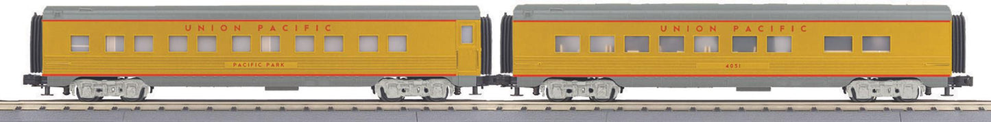 *PRE-ORDER* MTH RailKing # 30-68315 O Gauge Union Pacific 2-Car 60’ Streamlined Sleeper/Diner (ETA 2027)