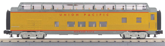 *PRE-ORDER* MTH RailKing # 30-68317 O Gauge Union Pacific 60’ Streamlined Full-Length Vista Dome Car - Redwood Vista (ETA 2027)