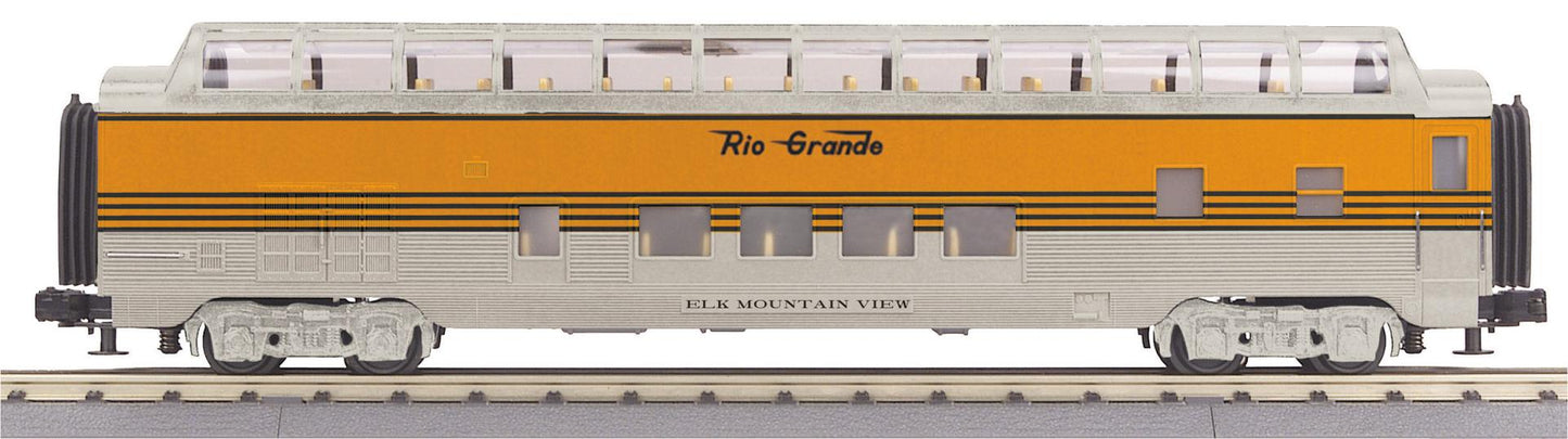*PRE-ORDER* MTH RailKing # 30-68321 O Gauge Denver & Rio Grande 60’ Streamlined Full-Length Vista Dome Car - Elk Mountain View (ETA 2027)