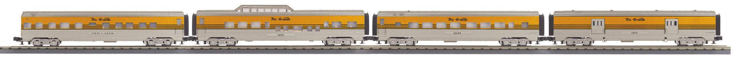*PRE-ORDER* MTH RailKing # 30-68318 O Gauge Denver & Rio Grande 4-Car 60’ Streamlined Passenger Set (ETA 2027)