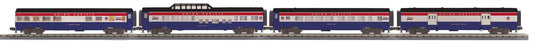 *PRE-ORDER* MTH RailKing # 30-68326 O Gauge Semiquincentennial 4-Car 60’ Streamlined Passenger Set (ETA 2027)