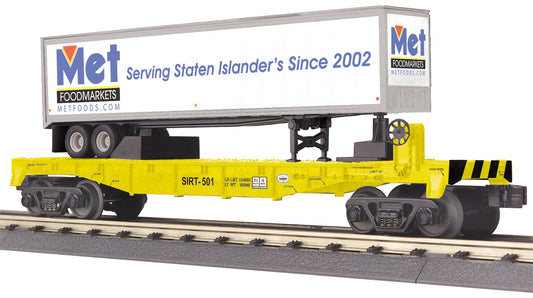 *PRE-ORDER* E-Z Catch Custom MTH # 30-76987 SIRT O Gauge Flat Car # 501 w/ MET FOODS Trailer  (ETA Late 2026)