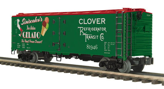 *PRE-ORDER* MTH Premier # 20-94877 O Scale Clover Refrigerator Transit Co. 40’ Steel Sided Reefer Car Rd # 81946 - ETA 2026
