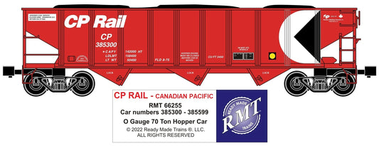RMT 66255 O Gauge 70 Ton 3-Bay Coal Hopper w/ Load CP RAIL