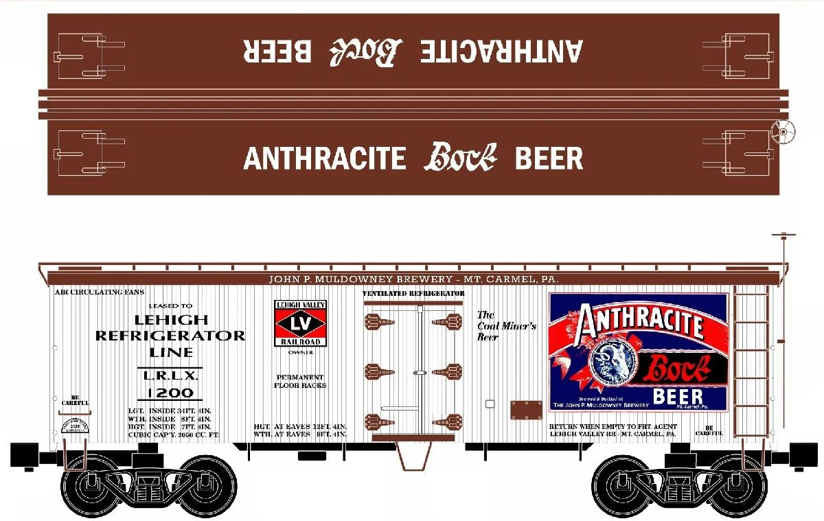 RMT 86199-172 O Gauge 36’ Woodside Reefer Car LEHIGH VALLEY Anthracite Bock Beer