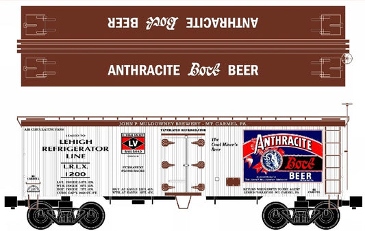 RMT 86199-172 O Gauge 36’ Woodside Reefer Car LEHIGH VALLEY Anthracite Bock Beer