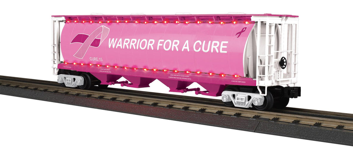 *PRE-ORDER* E-Z Catch Custom MTH RailKing # 30-75802 Cancer Awareness 4-Bay Cylindrical Hopper with LEDs Cure 15