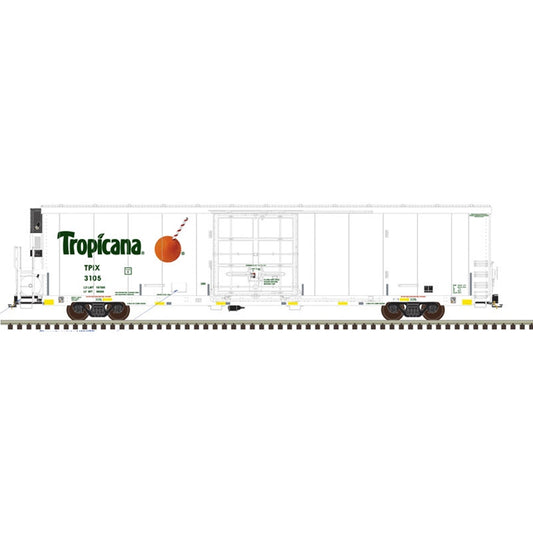 *PRE-ORDER* Atlas O Master Trinity # 3003167 Tropicana (Conspic Stripes) Trinity 64’ Reefer Rd # 3041, 3090, 3105, 3176 - 3RL (ETA 2027)