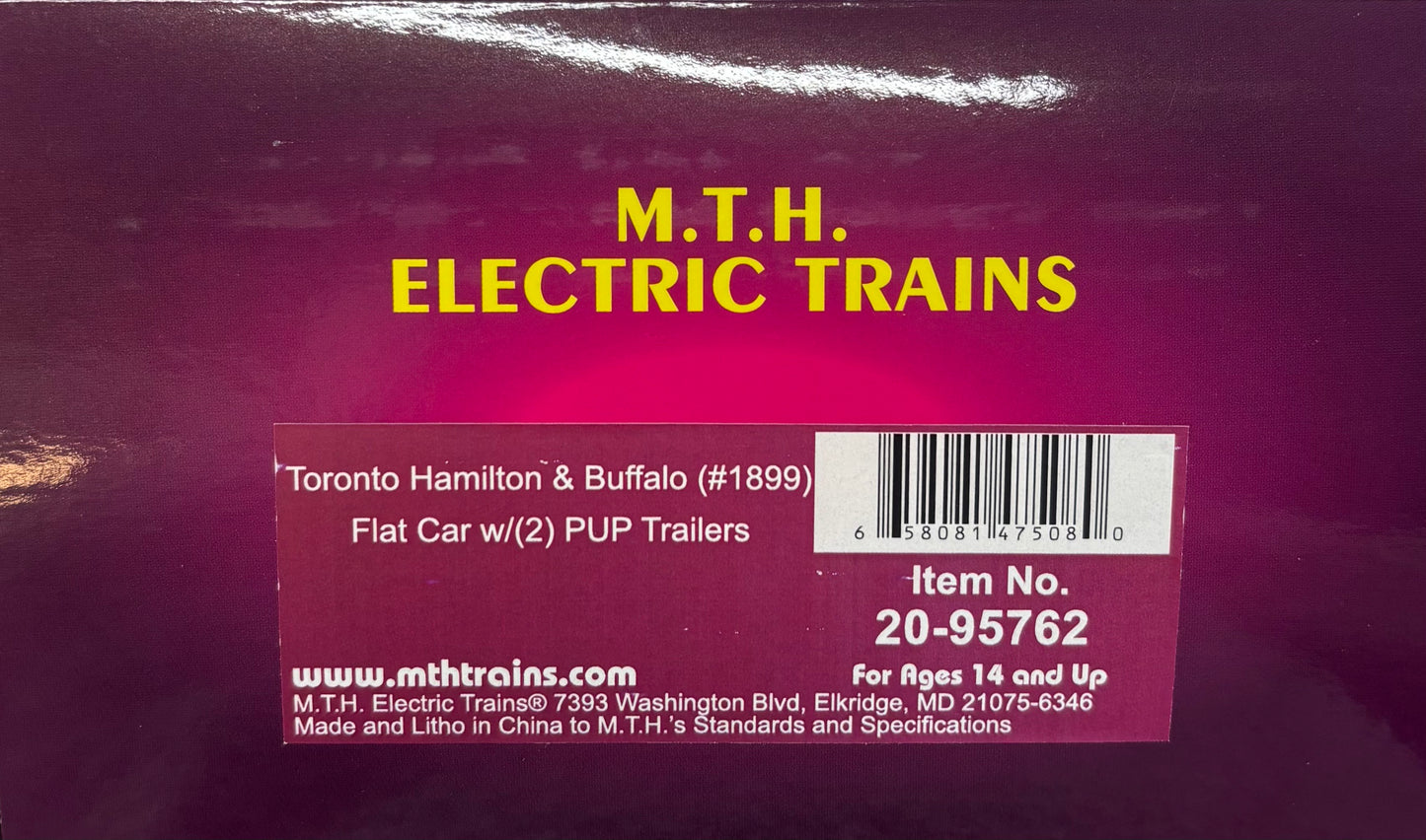 E-Z Catch Custom MTH # 20-95762 Toranto Hamilton & Buffalo Flatcar w/ Grizzly Beer Pup # 1899