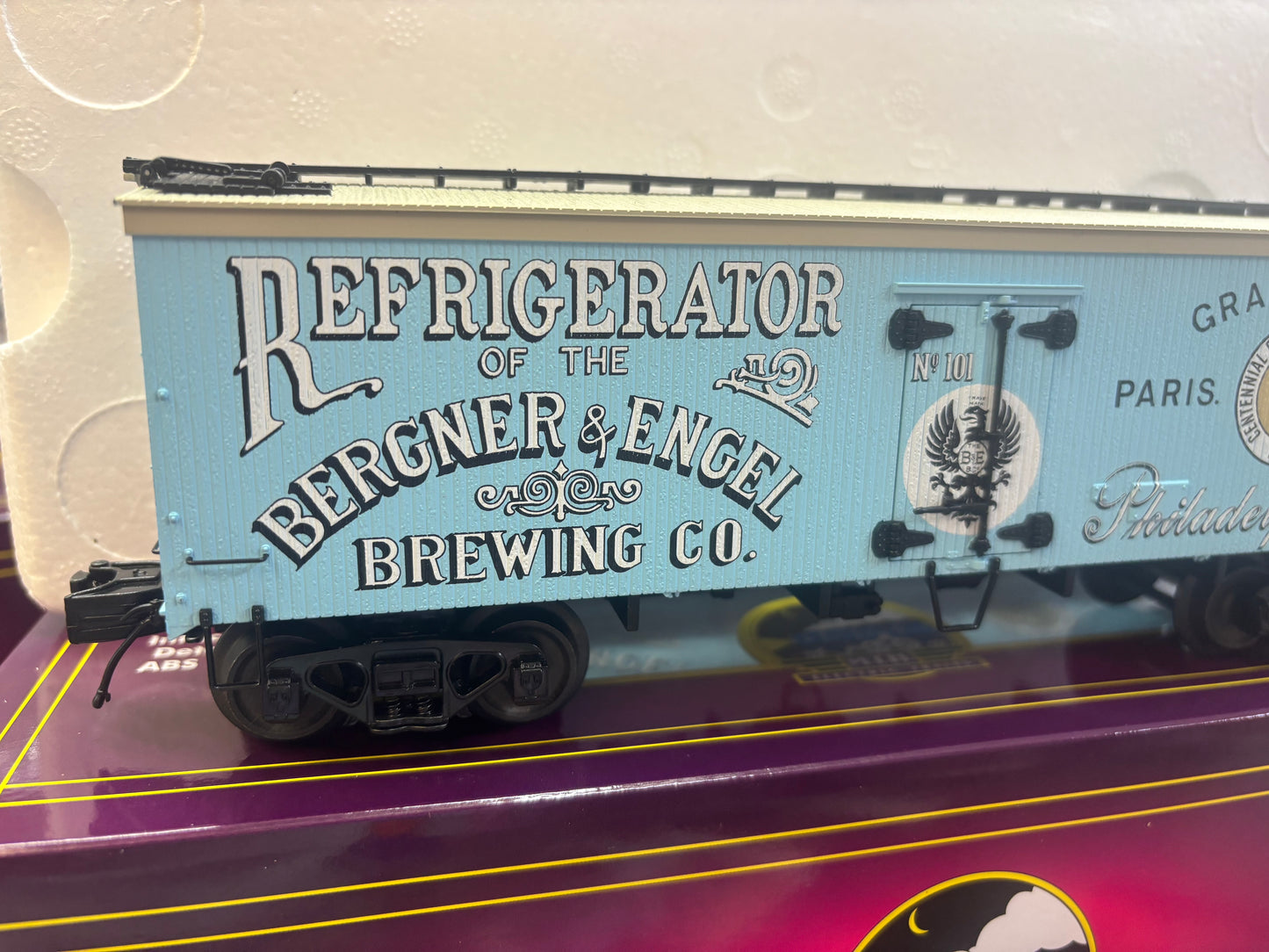 ( Sold Out )  E-Z Catch Exclusive Custom Run MTH Premier O Scale # 20-94710 Bergner & Engel 36' Woodsided Reefer # 101