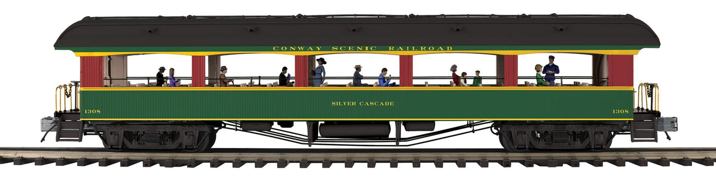 *Pre Order* (ETA Nov 2026) MTH O Scale Premier # 20-62191 Conway Scenic Railroad 64’ Open Air Woodsided Coach Car 1308 Silver Cascade