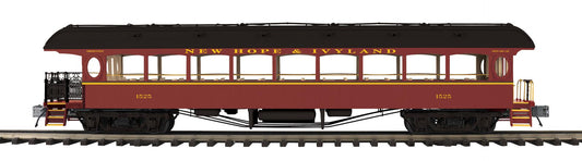 *Pre Order* (ETA Nov 2026) MTH O Scale Premier # 20-62193 New Hope & Ivyland 64’ Open Air Woodsided Observation Car Cab #1525