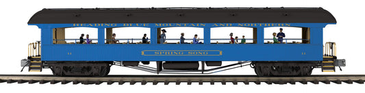 *Pre Order* (ETA Nov 2026) MTH O Scale Premier # 20-62195 Reading Blue Mountain & Northern 64’ Open Air Woodsided Coach Car 11 Spring Song