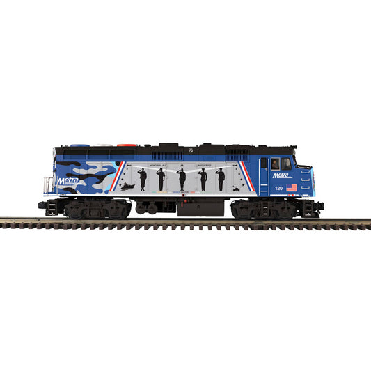 PRE-ORDER Atlas O Premier #30138753 F40PH LOCOMOTIVE Metra (Veterans Tribute) #120 (BLUE/RED/WHITE) - 3RL