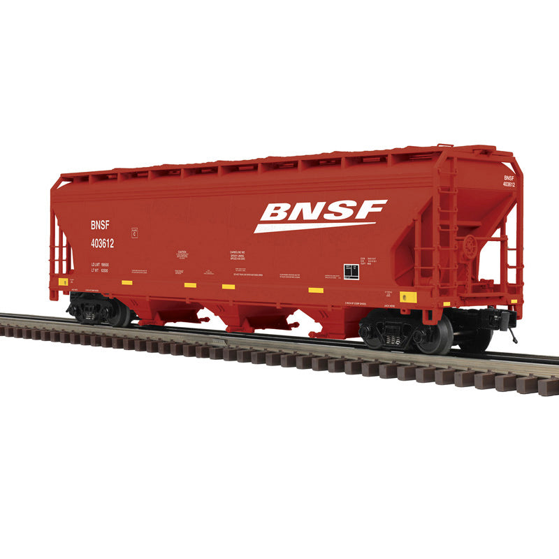 PRE-ORDER Atlas O Premier #3003094 3-BAY CENTERFLOW HOPPER CARS BNSF "Swoosh" Choose Rd # 403612 or 403650 - (BROWN/WHITE/YELLOW) - 3RL