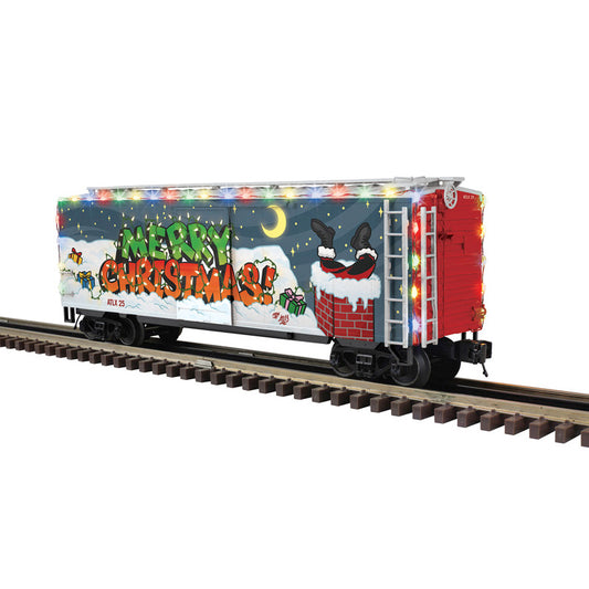 PRE-ORDER Atlas O Premier #3009051 40' PS-1 BOX CAR LIMITED EDITION CHRISTMAS 25 (WHITE/GREEN/RED) - 3RL