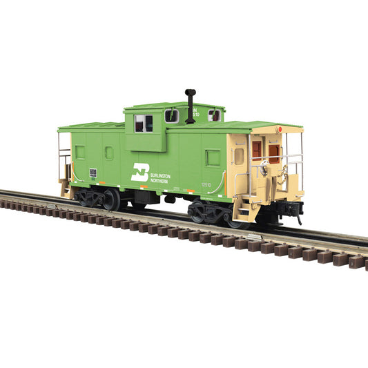 PRE-ORDER ATLAS MASTER O  #3003140 EXTENDED VISION CABOOSE BURLINGTON NORTHERN Choose Rd # 12510 or 12554 (GREEN/YELLOW) - 3RL