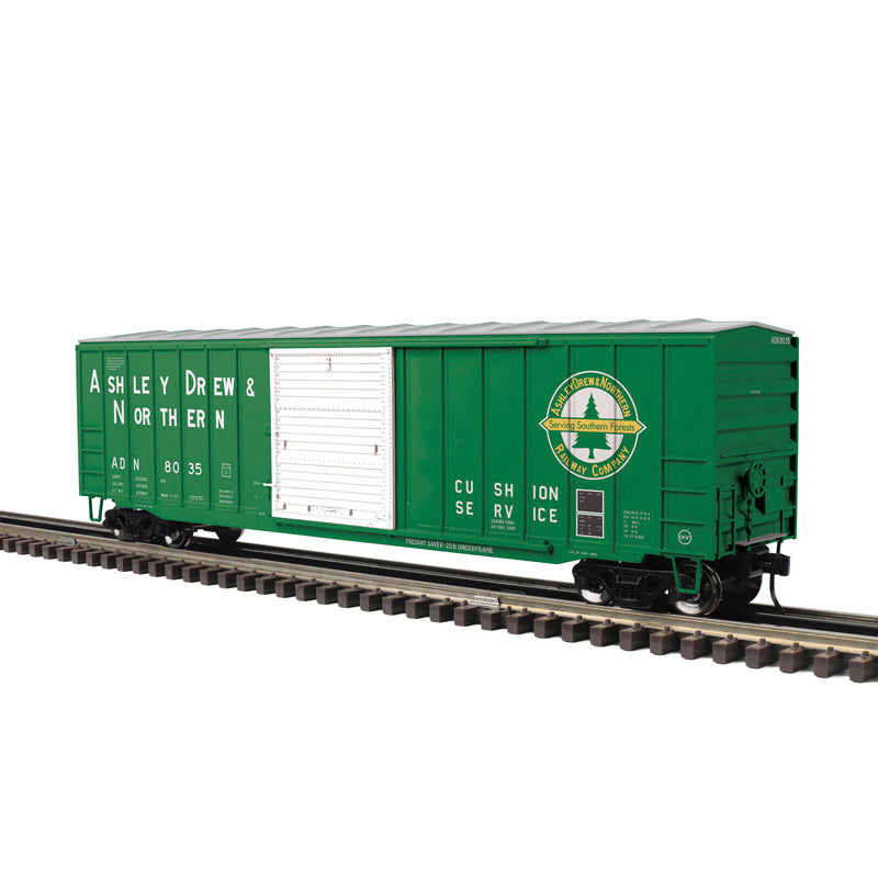 PRE-ORDER ATLAS O Trainman  #2001336 50'6" BOX CAR ASHLEY DREW & NORTHERN Choose Rd # 8035 or 8097 (GREEN/YELLOW) - 3RL