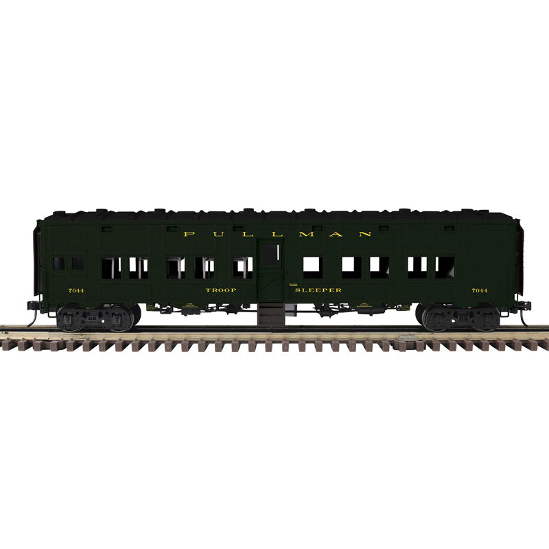 PRE-ORDER ATLAS MASTER O  #3007727 TROOP CAR PULLMAN TROOP SLEEPER Choose Rd # 7044, 7252, 7271, 8099 (GREEN/GOLD) - 3RL