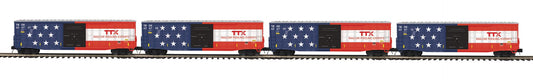 *PRE-ORDER* MTH # 20-92464 O Scale Premier TTX 4-Car 50’ Waffle Box Car Set - ETA March 2027