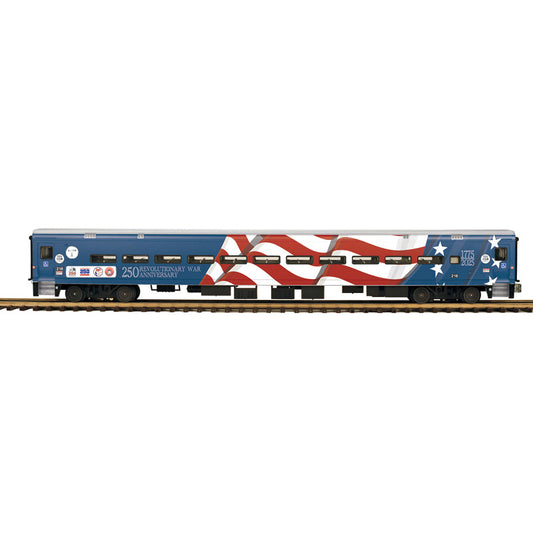 *PRE-ORDER* Atlas Master O COMET II  #3003128 PASSENGER COACH CAR MBTA/REVOLUTIONARY WAR 250TH WRAP 218 (YELLOW/PURPLE) - 3RL