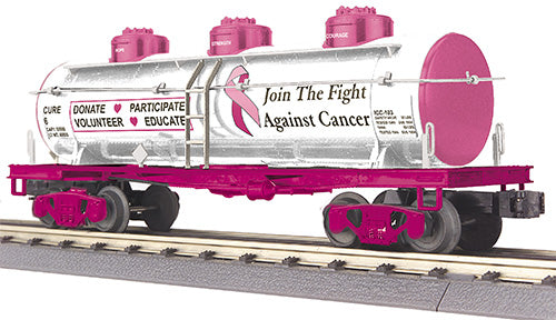 *PRE-ORDER* E-Z Catch Custom MTH RailKing # 30-73672 Cancer Awareness 3-Dome Tank Car Rd # Cure 7