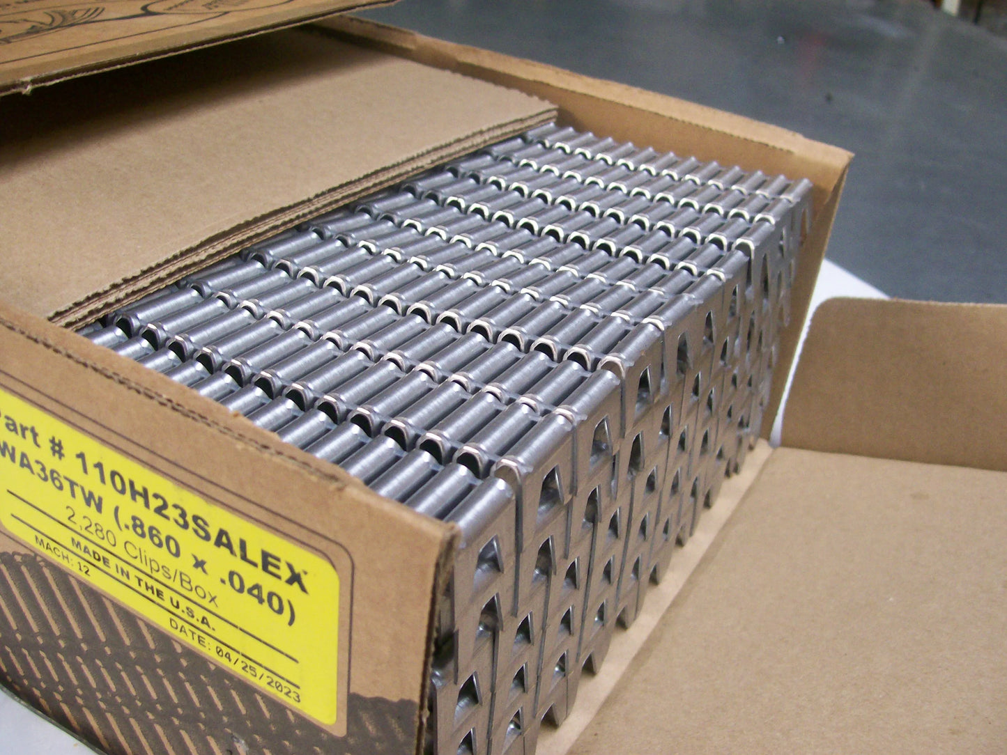 Encore Hartco # 110H23-Salex ( WA36-TW ) Aluminum Clips 2280 clips per box..
