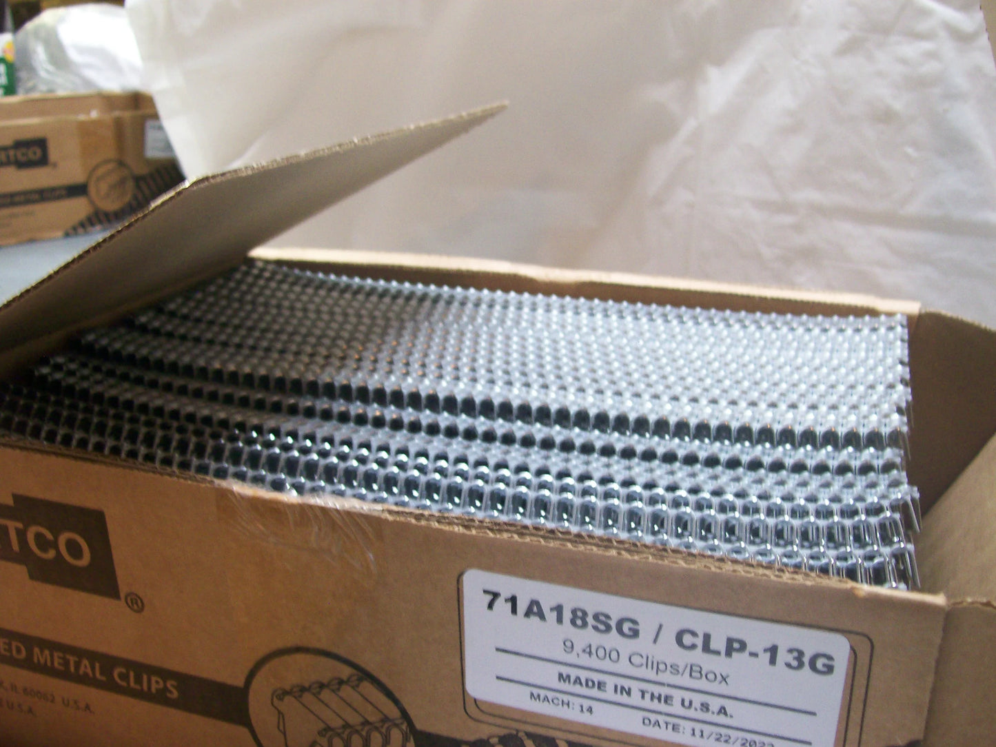 Encore Hartco # E-Clip 71A18SG ( 13-G ) Galvanized box of 9400 clips