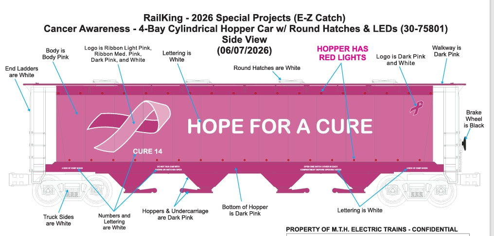 Pre Order ETA Late 2026 E-Z Catch Cure 14 Custom Cancer Awareness 4-Bay Cylindrical Hopper with LEDs