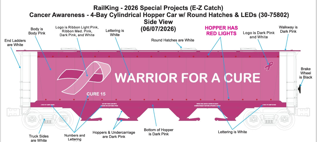 Pre Order ETA Late 2026 E-Z Catch Cure 15 Custom Cancer Awareness 4-Bay Cylindrical Hopper with LEDs