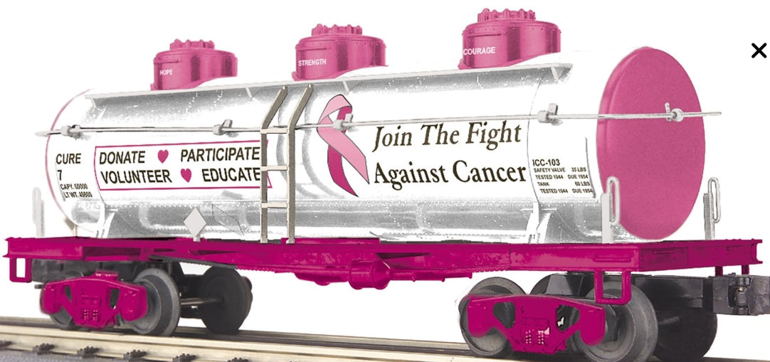 *PRE-ORDER* E-Z Catch Custom MTH RailKing # 30-73672 Cancer Awareness 3-Dome Tank Car Rd # Cure 7