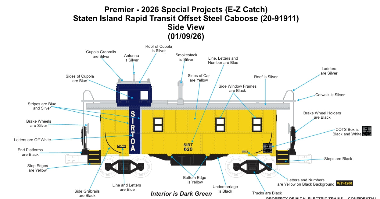 PRE-ORDER ETA JUNE 2026 Staten Island Rapid Transit Offset Steel Caboose MTH Premier # 20‑91911