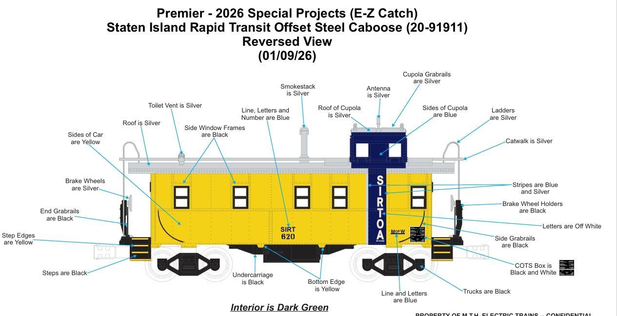PRE-ORDER ETA JUNE 2026 Staten Island Rapid Transit Offset Steel Caboose MTH Premier # 20‑91911