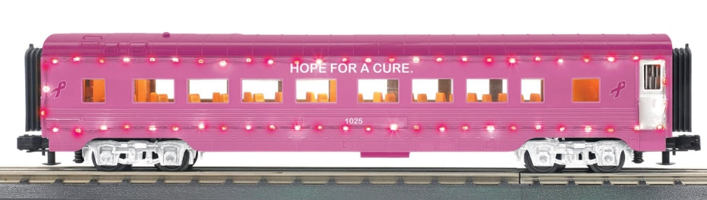 In Stock Cancer Awareness 60’ Streamlined Passenger w/ Red LED’s - Separate Sale Coach Car # 30-68296)